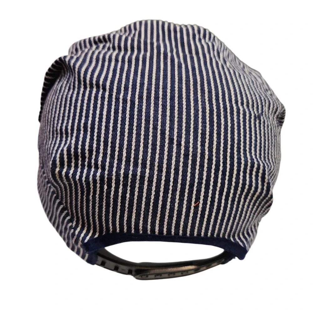 Kids Railroad Conductor Engineer Hat Cap‎ Blue White Stripes Snapback